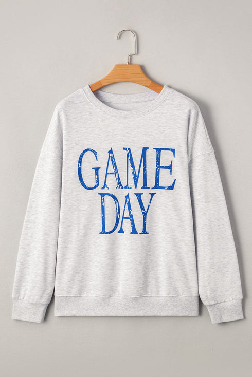 Distressed Varsity Font Graphic Crew Neck Sweatshirt