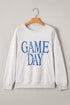 Distressed Varsity Font Graphic Crew Neck Sweatshirt