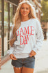 Distressed Varsity Font Graphic Crew Neck Sweatshirt