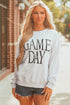 Distressed Varsity Font Graphic Crew Neck Sweatshirt