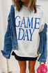 Distressed Varsity Font Graphic Crew Neck Sweatshirt