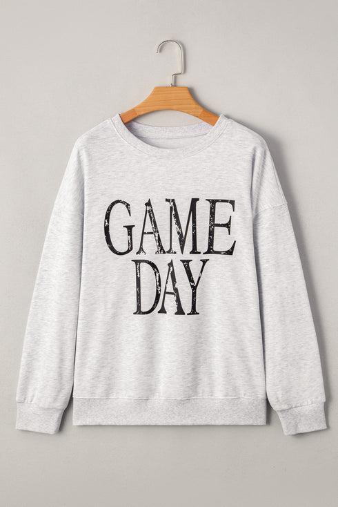 Distressed Varsity Font Graphic Crew Neck Sweatshirt