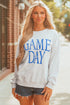 Distressed Varsity Font Graphic Crew Neck Sweatshirt
