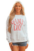 Distressed Varsity Font Graphic Crew Neck Sweatshirt