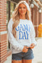 Distressed Varsity Font Graphic Crew Neck Sweatshirt