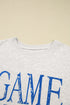 Distressed Varsity Font Graphic Crew Neck Sweatshirt