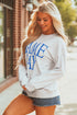 Distressed Varsity Font Graphic Crew Neck Sweatshirt