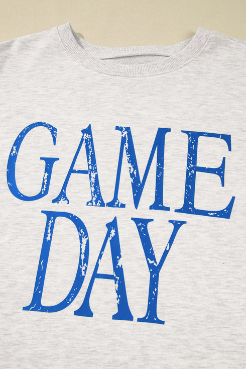 Distressed Varsity Font Graphic Crew Neck Sweatshirt