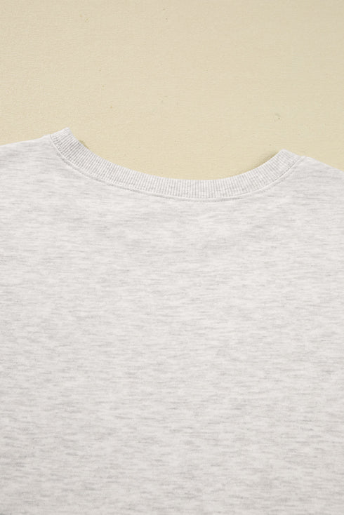 Distressed Varsity Font Graphic Crew Neck Sweatshirt