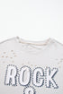Distressed Vintage Rock And Roll Graphic Cotton Tee