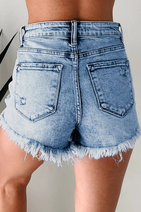 Distressed Washed Western Silhouette Hot Denim Shorts