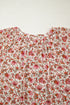 Ditsy Floral Print Split Neck Long Sleeve Blouse