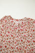 Ditsy Floral Print Split Neck Long Sleeve Blouse