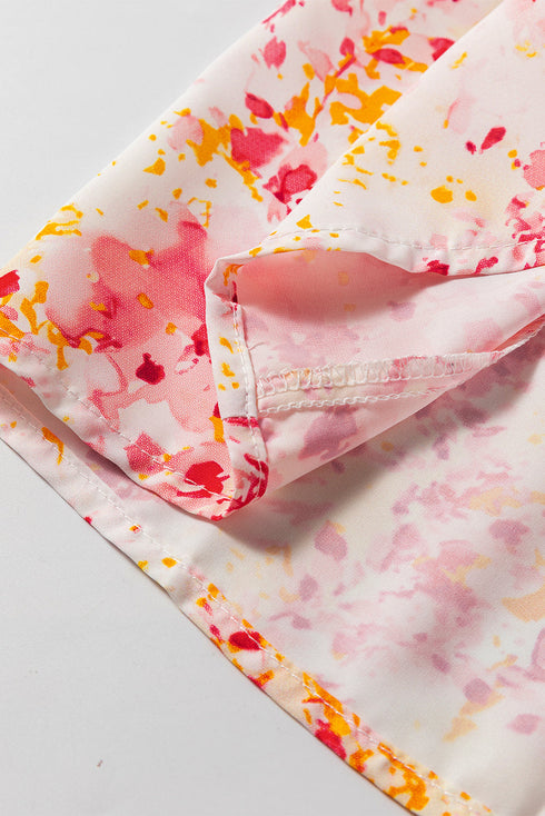 Ditsy Floral Print V Neck Bubble Sleeve Blouse