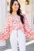 Ditsy Floral Print V Neck Bubble Sleeve Blouse