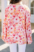 Ditsy Floral Print V Neck Bubble Sleeve Blouse