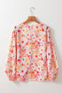 Ditsy Floral Print V Neck Bubble Sleeve Blouse