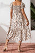 Ditsy Print Smocked Square Neck Ruffle Sleeve Floral Dress