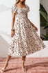 Ditsy Print Smocked Square Neck Ruffle Sleeve Floral Dress