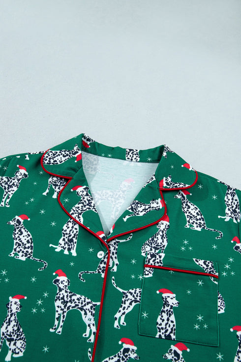 Dog Print Long Sleeve Two Piece Shift Lounge Set