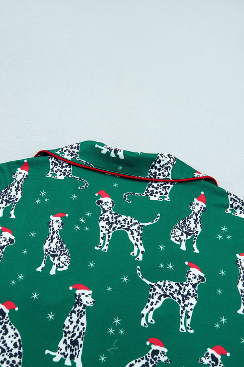 Dog Print Long Sleeve Two Piece Shift Lounge Set