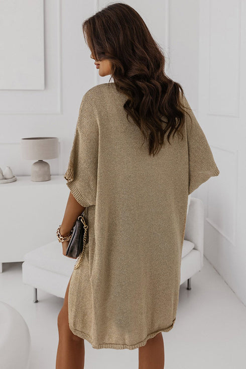 Dolman Half Sleeve Pocketed Long Cardigan