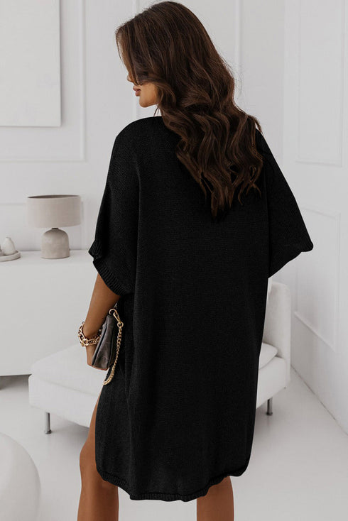 Dolman Half Sleeve Pocketed Long Cardigan