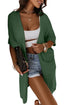 Dolman Half Sleeve Pocketed Long Cardigan