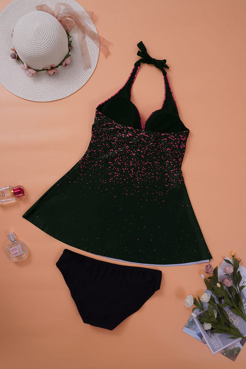 Dot Print Halterneck Tankini Set