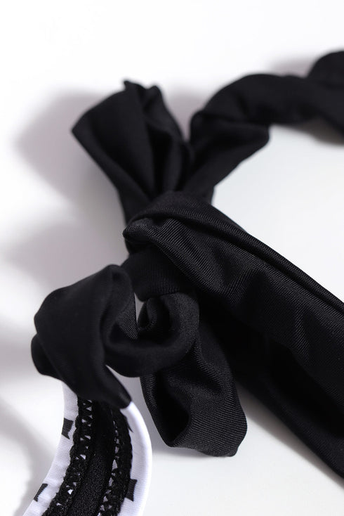 Dot Print Halterneck Tankini Set