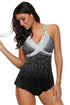Dot Print Halterneck Tankini Set