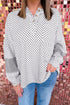 Dot Print Striped Patchwork Long Sleeve Henley Shirt