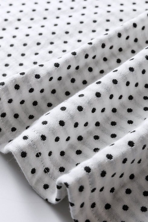 Dot Print Striped Patchwork Long Sleeve Henley Shirt
