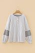 Dot Print Striped Patchwork Long Sleeve Henley Shirt
