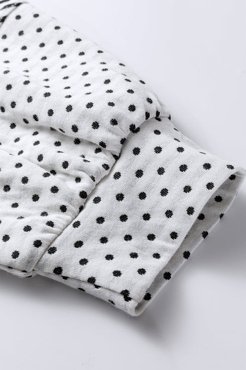 Dot Print Striped Patchwork Long Sleeve Henley Shirt