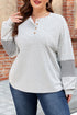 Dot Print Striped Patchwork Long Sleeve Henley Shirt
