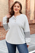 Dot Print Striped Patchwork Long Sleeve Henley Shirt