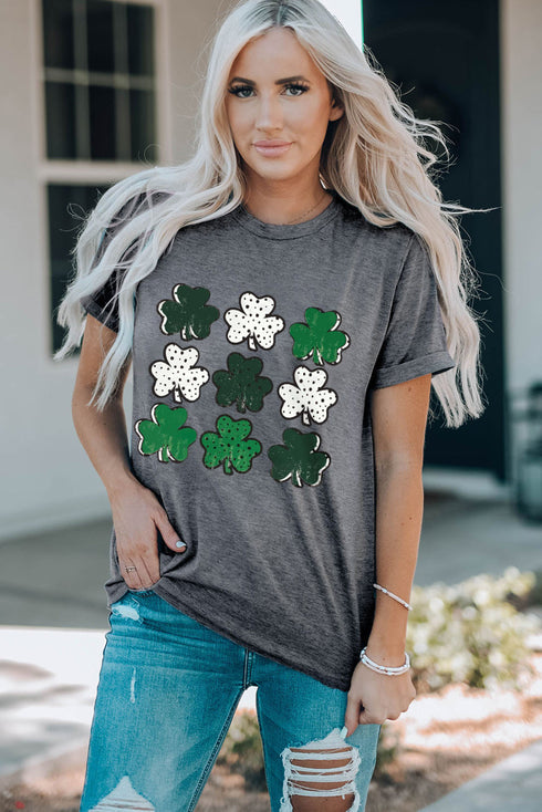 Dotted Clovers Graphic Print Short Sleeve Tee