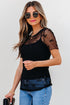 Dotted Mesh Bow Tie Long Sleeve Slim Fit Blouse