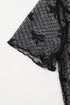 Dotted Mesh Bow Tie Long Sleeve Slim Fit Blouse