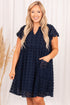 Dotty Textured Notched Neck Plus Ruffled Dress
