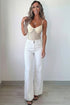 Double Button High Waist Wide Leg Flared Jeans