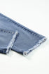 Double Button Raw Hem Slim Fit Stretch Denim Jeans