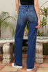 Double Button Zip Fly Wide Straight Leg Jeans
