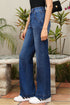 Double Button Zip Fly Wide Straight Leg Jeans