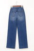 Double Button Zip Fly Wide Straight Leg Jeans