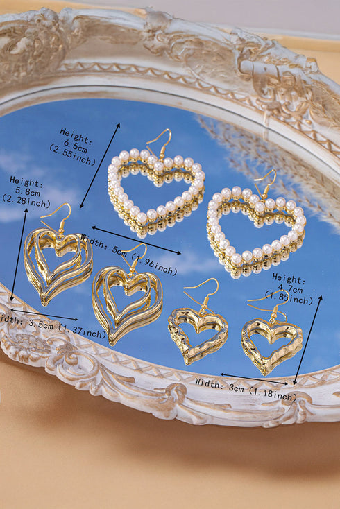 Double Heart Shape Plated Alloy Dangle Earrings