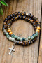 Double Layered Ceramic Beading Western Cross Charm Bracelet
