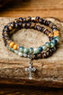 Double Layered Ceramic Beading Western Cross Charm Bracelet