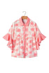 Double Polka Dot Ruffle Trim Short Sleeve Babydoll Shirt
